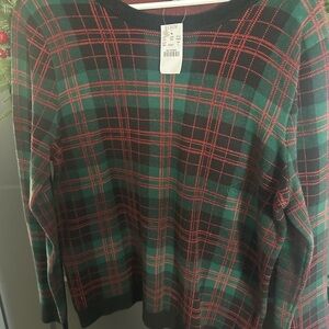 J. Crew Mercantile Plaid Sweater in Red and Green - plaid Christmas sweater